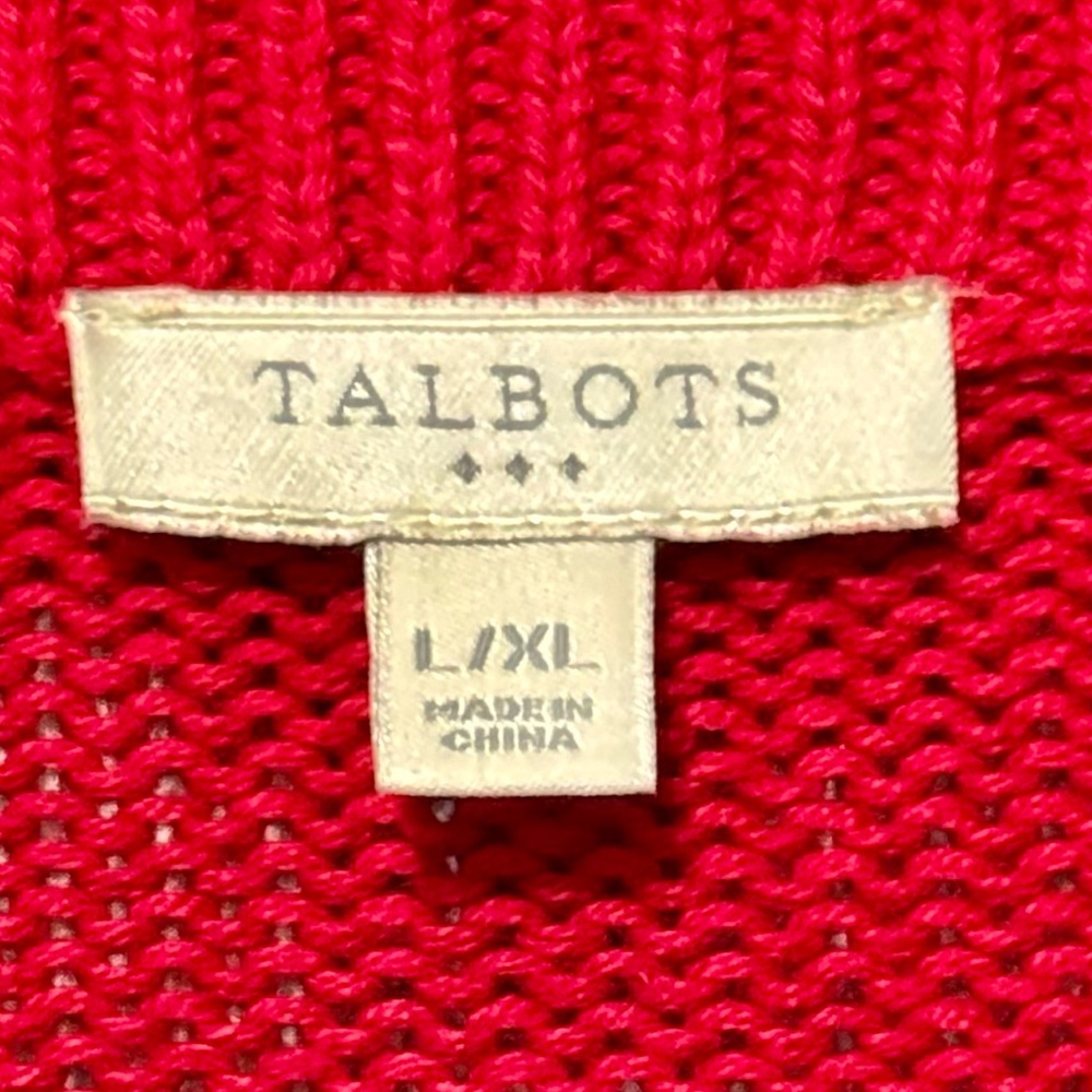 Talbots Zip Front Mock Neck Drop Shoulder Dolmain Sleeve Red Cotton Poncho L/XL - Picture 10 of 11
